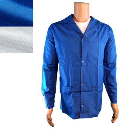 TRANSFORMING TECHNOLOGIES ESD Jacket, Waist Length, Lapel Collar, Snap Cuff, Medium, Light Blue JWC5403SPLB
